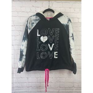 NoBo Black & White Tie-Dyed Cropped Hoodie.  LG 11/13